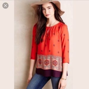 Maeve Anthropologie rila bordered blouse